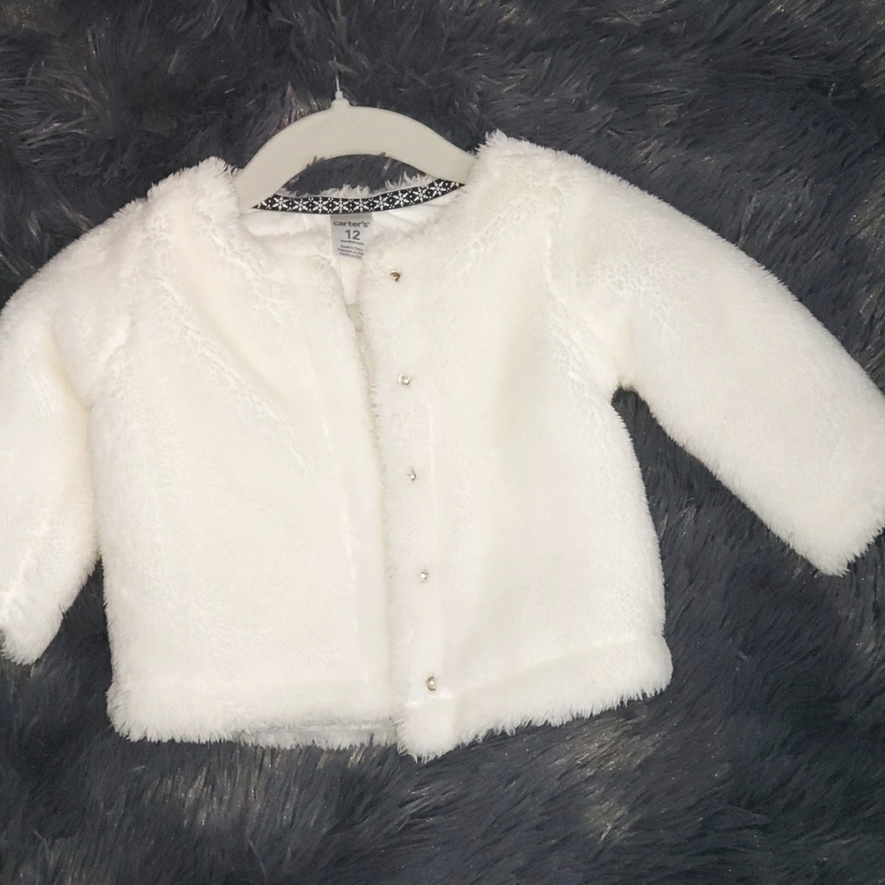 Baby girl white faux fur coat